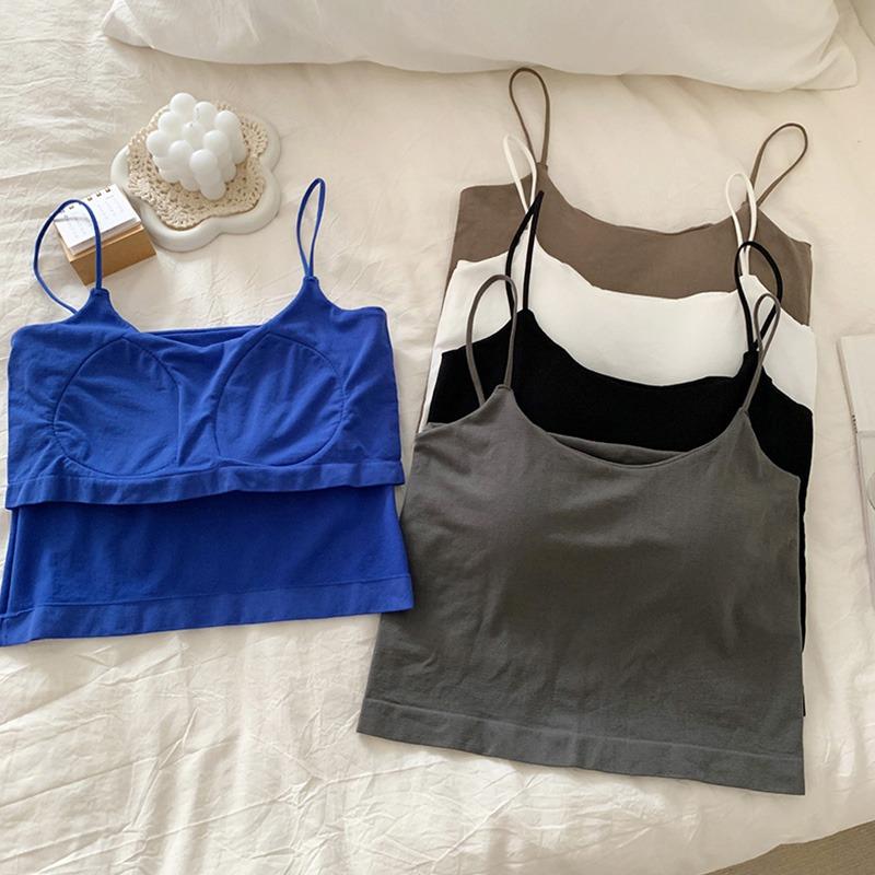 Damen Tank Top gepolsterte Weste Crop Tee Camisole Mädchen Beauty Back Top