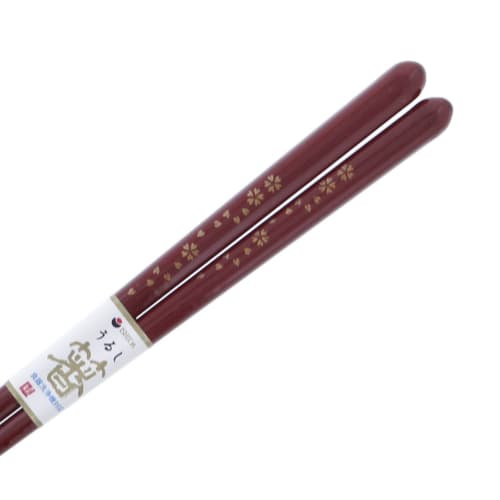 MR Lacquered Chopsticks, Sakura Fuugetsu Design, Dishwasher Safe, Natural Wood, 20.5cm