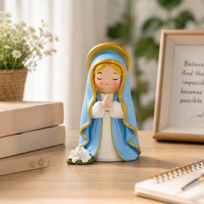 Söta Resin-figurer av flickor, Mini Samlarfigur av bedjande flicka, Statyett av liten flicka som Prydnad för Hemkontor Skrivbordsdekor