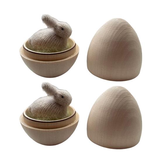 

Bunnies in Wooden Eggs Miniature Wool Bunny in Nest Easter Basket Stuffers Holiday Gift for Party Favors 1 Pair