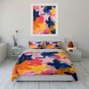3Pcs Watercolor Star Bedding Set, Pastel Pink, Yellow and Blue Stars Print Duvet Cover + 2 Pillowcases, Cute Kids room Decor