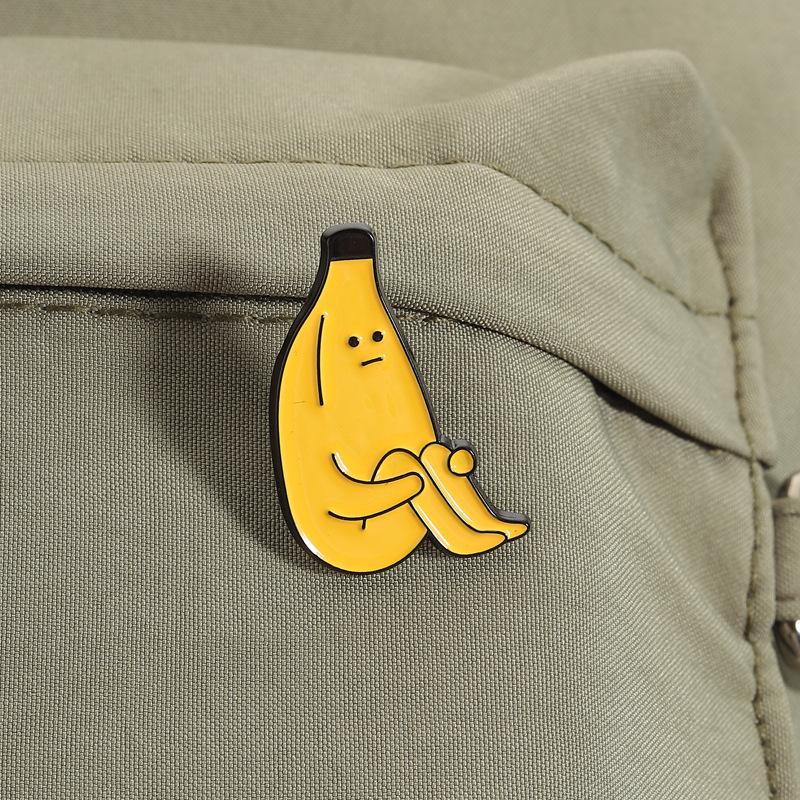 Cute Lazy Banana Enamel Pin Cartoon Fruit Character Brooch Collar Pins For Backpack Clothing Decoration Funny Badge Gifts