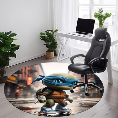 1pc Ninja Turtles Chair Carpet for Office Non-Slip, Soft & Comfortable, Carpet for Office, Gaming, Lightweight Round Floor Mat