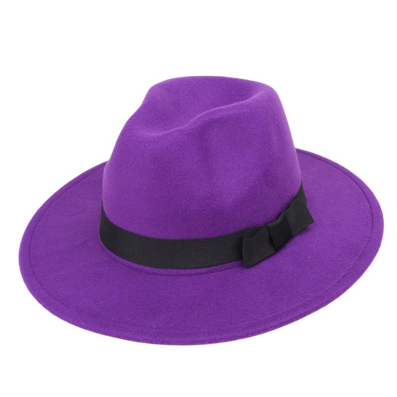 Unisex Retro Street Style Fedora-hatt med bred brätte - Jazzhatt i imitation av ullfilt