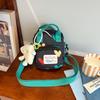 Cute Plush Charm Mini Crossbody Bag Two Te Canvas Shoulder Purse with Adjustable Strap Carto Handbag for Girls Daily Travel