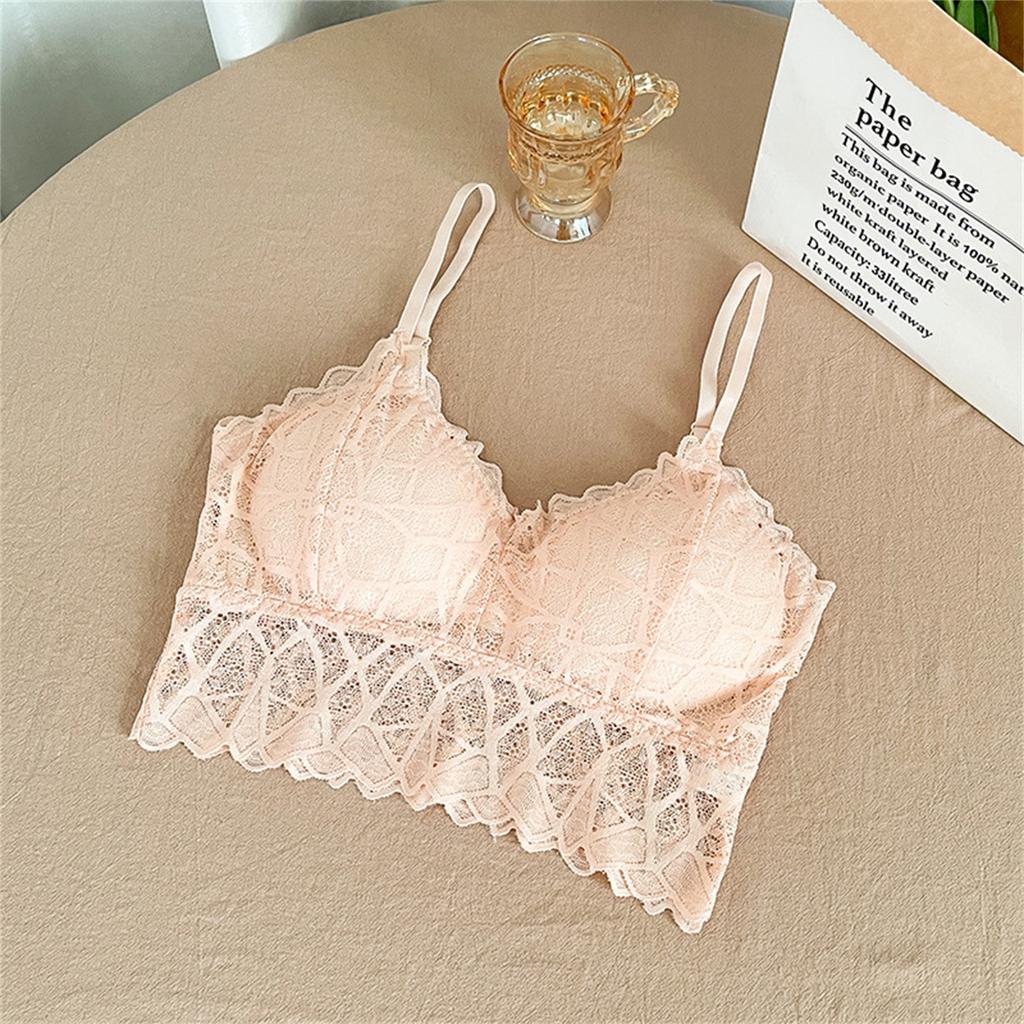 Lace Bra Women's Lace Bandeau Bra With Straps And Removable Padding