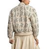 Women's Embroidered Daisy Cropped Bomber Jacket Long Sleeve Quilted Puffer Jackets Padded Coat Outerwear