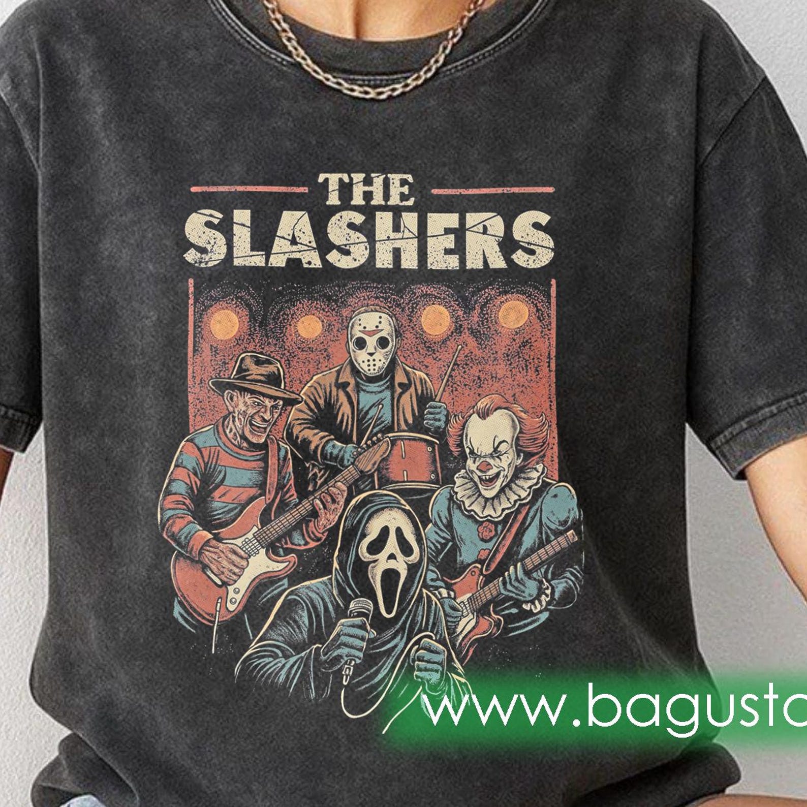 The Slashers Horror Movie Characters Parody Metal Music Band Tee - Halloween 3XL