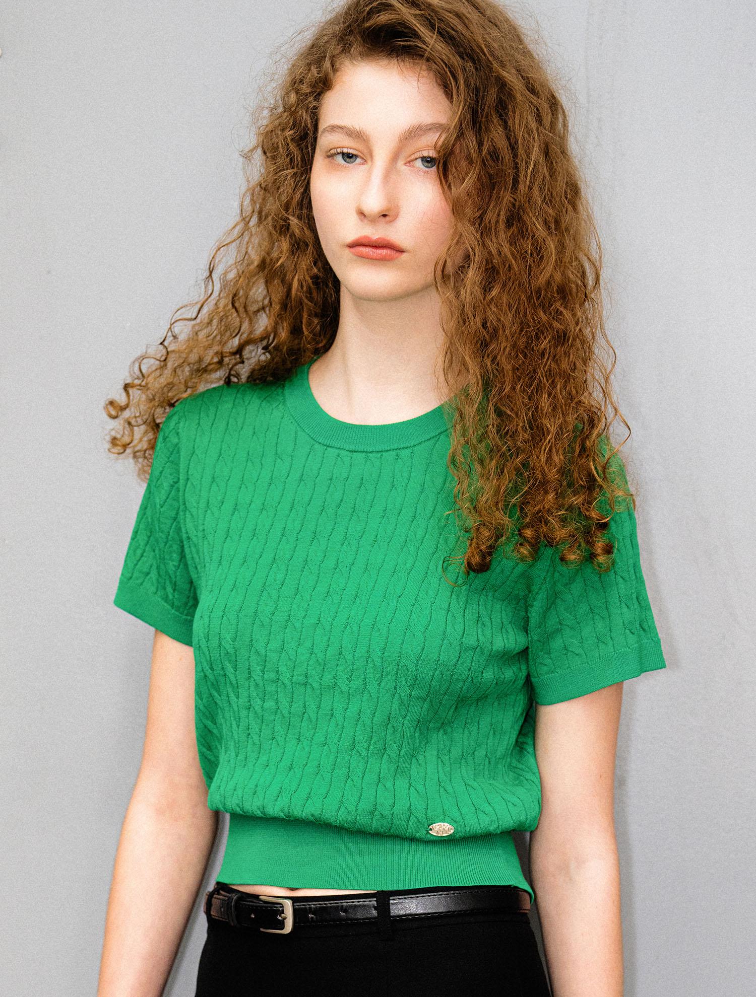 General Idea Airy Cable Half Knit [Green] / Wbd2L05528 Green/S
