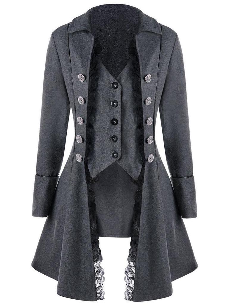 Abrigo Irregular de Manga Larga con Tres Botones y Corte Entallado para Mujer Medieval 2023