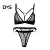 2 Pcs/Set Bra Panties Set See-through Lace Heart Embroidery Hollow Heart Solid Color Adjustable Strap Thin High Waist Wedding Night Honeymoon