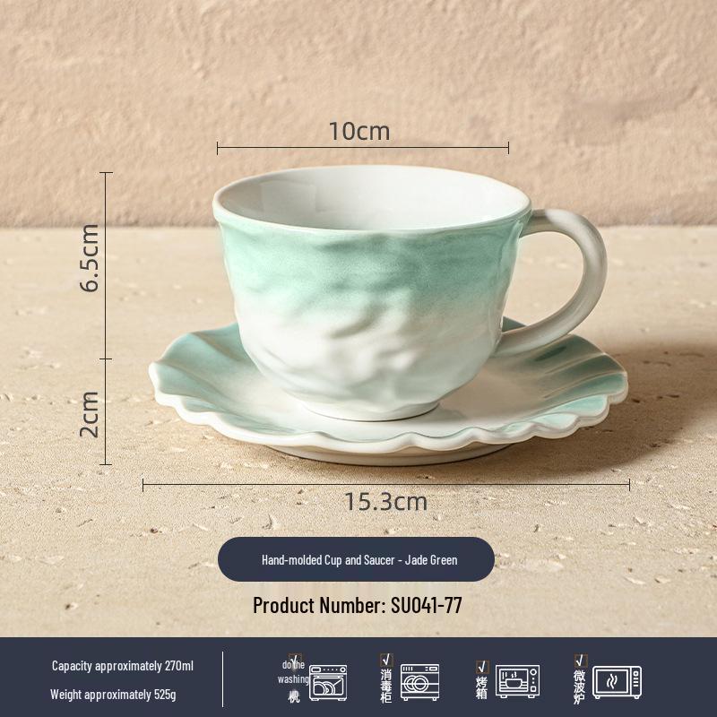 Wabi-Sabi Ceramic Coffee Cup & Saucer Set: Exquisite, High-End Latte Cup Perfect for Afternoon Tea