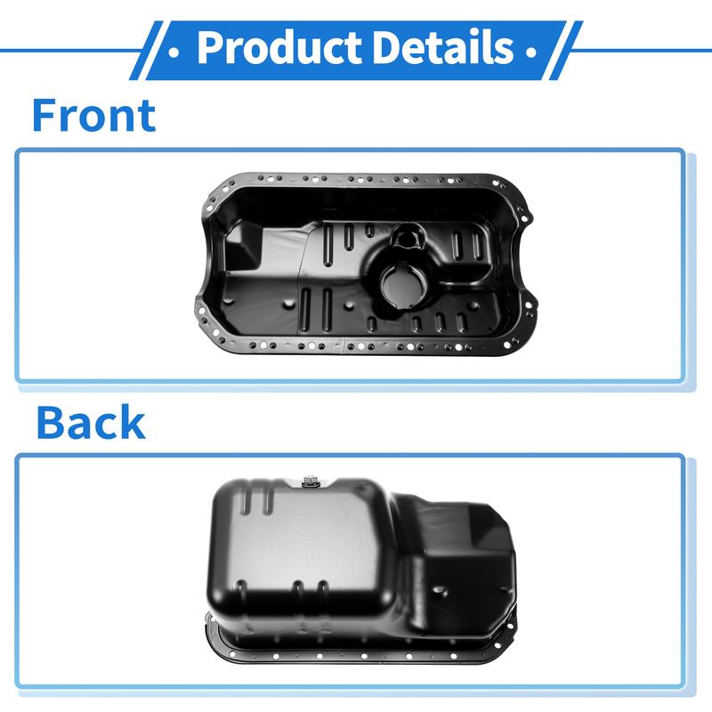 UXCELL No.11200PLC000 Engine Oil Pan Oil Pan Sump Transmission Oil Pan for Honda Civic 2001-2005 Iron Black