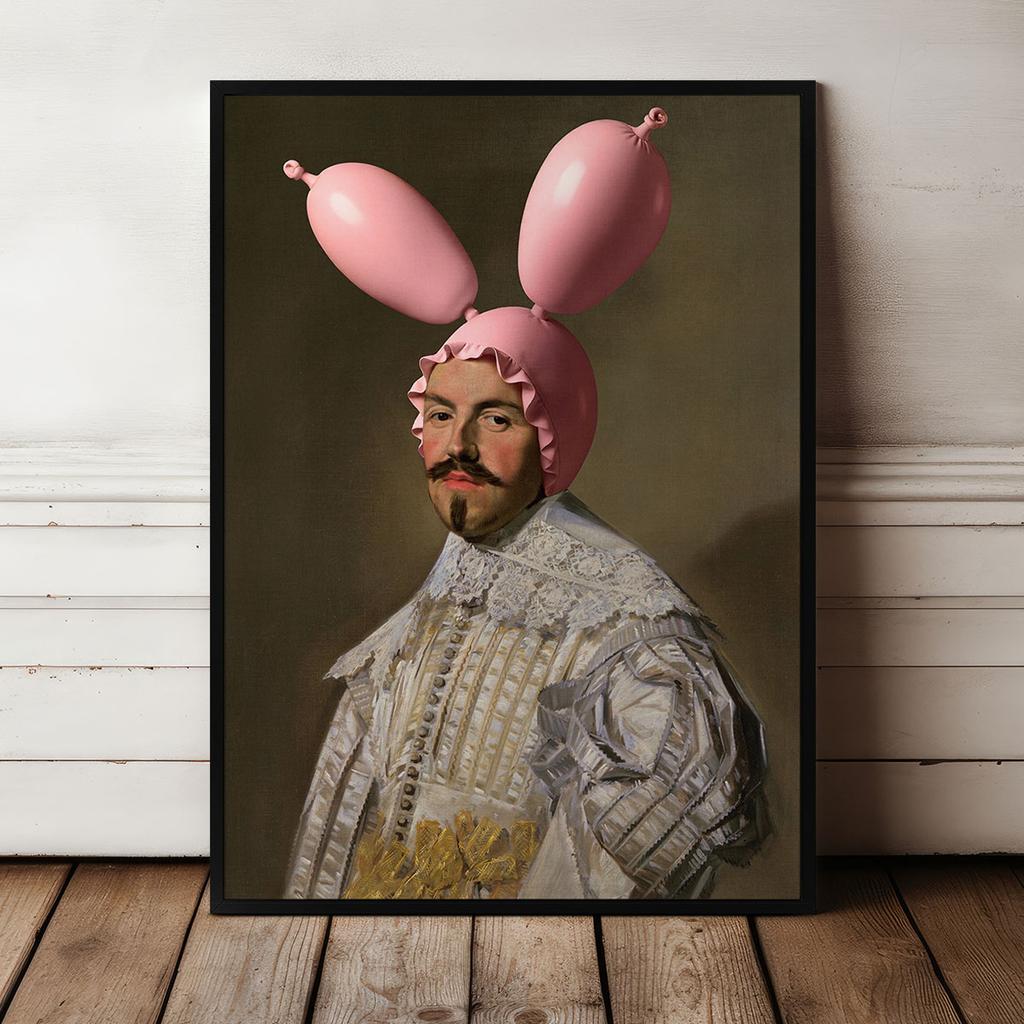 Poster In a Portrait Frame with Pink Ears