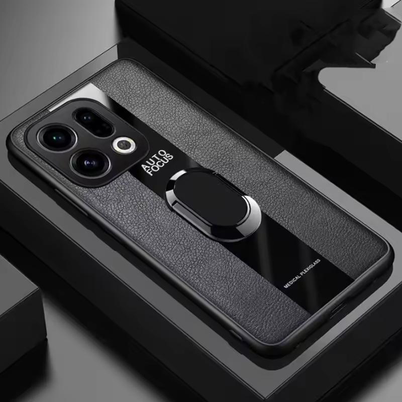 Plexiglas PU-Leder Handyhülle Für OPPO Find X9 Pro Magnetischer Metallring Ständer Halter Stoßfest Weiche Hülle Für OPPO Find X9Pro