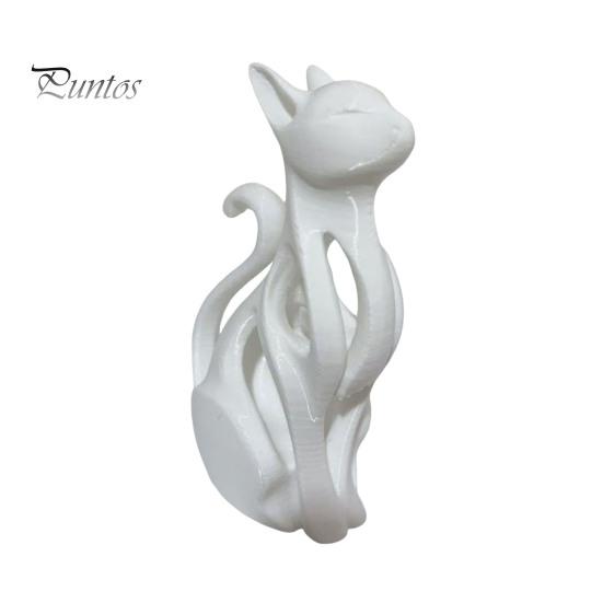 Black Cat Figurine 3D Printed Hollow Figurine, Modern White Kitten Statue, Shape Artistic Animal Sculpture Desk Decoration, Gift for Lovers