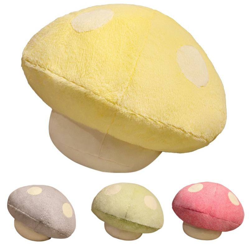 Soft And Cuddly Mushroom Pillow For Home Decor And Kids' Gifts Yellow/grey/pink/green