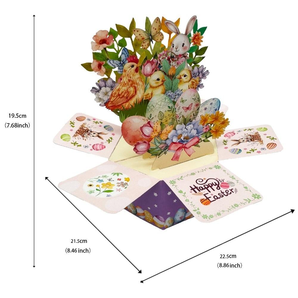 Three-Dimensional Easter Egg Card With Envelope Surprise Egg 3D Greeting Card Pop Up Design Pastoral Style Stereo Box Card