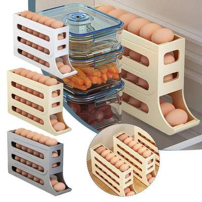 4-layer Egg Rack, Refrigerator Automatic Egg Organizer, Space Saving Egg Dispenser Bracket, Can Hold 36 Eggs