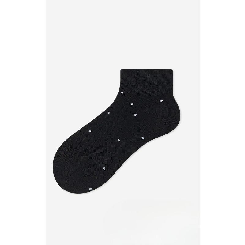 Solid-color Dotted Vertical Stripes Solid-color Casual Short Socks, Cotton Socks, Mesh Breathable Thin Spring and Summer Socks