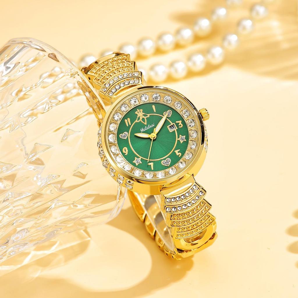 Damenuhr Luxus Strass Goldarmband Uhren Exquisites Kleines Rundes Zifferblatt Damen Armbanduhr Geschenke