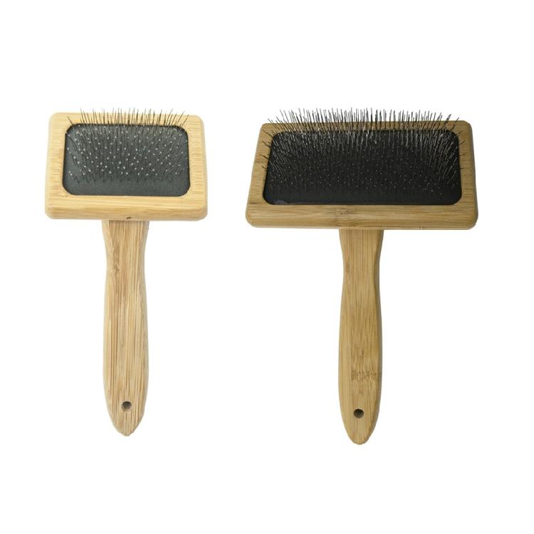 Cats Brush Bamboo Wood Handle Dog Grooming Comb Gently Removes Loose Hair Tan