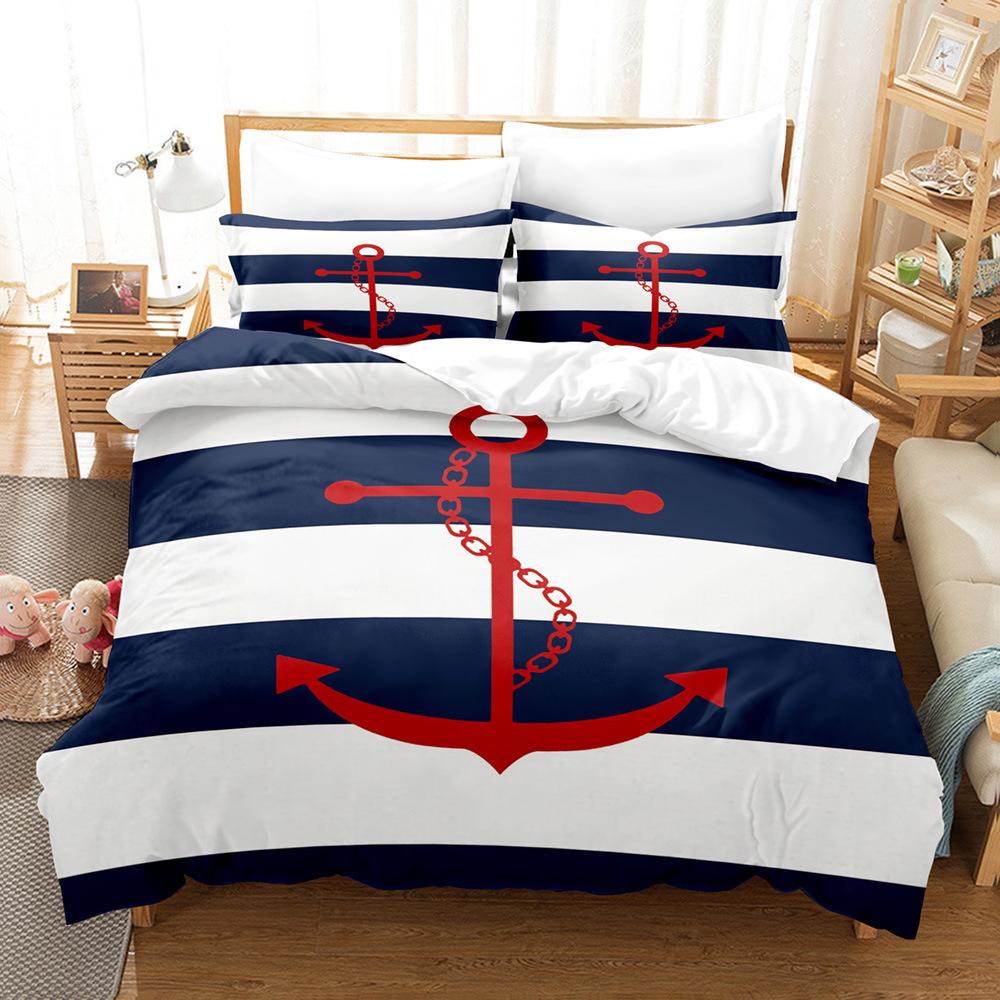 Ocean Wind Anchor Digital Printing Three-Piece Quilt Cover Order Home Textile Pillowcase