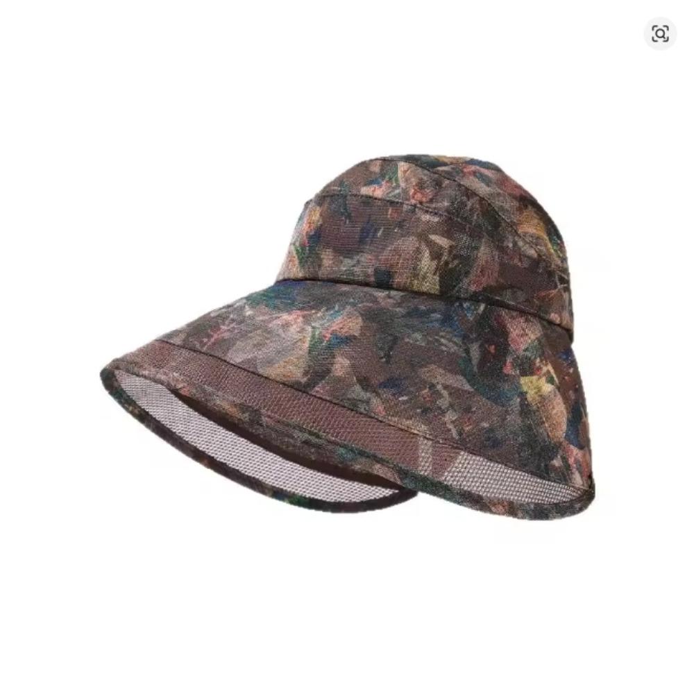 

Breathable Flower Empty Top Cap Adjustable Large Brim Sun Hat Anti-Sun Fisherman Hat UV Protection кофейный
