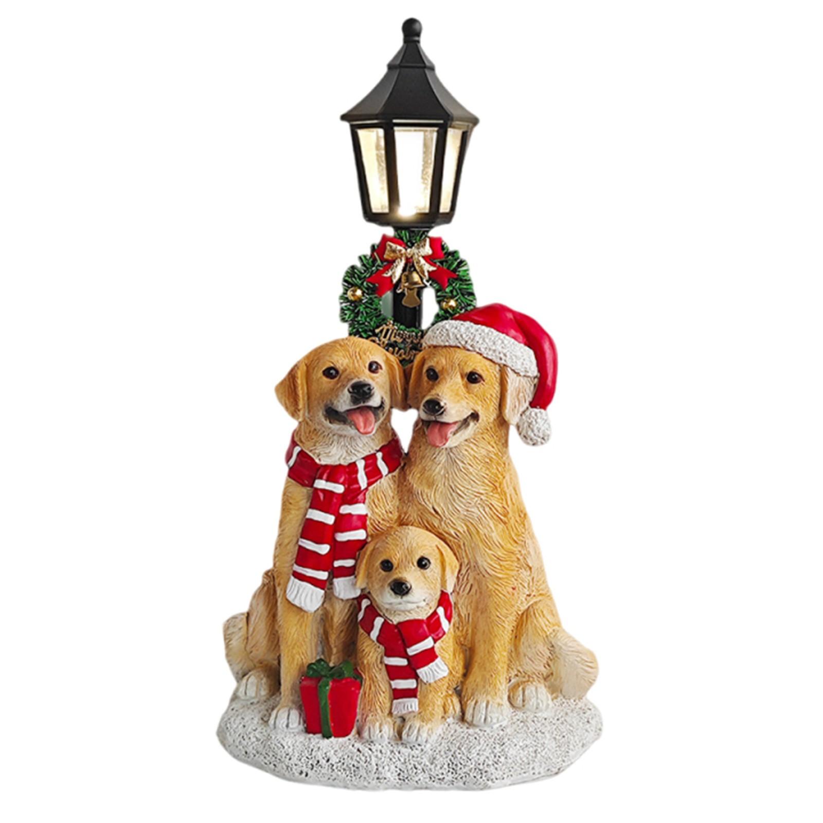 

Рождественская собака со светом Милая собака Изделия из смолы Рождественские украшения Атмосфера Свет, Освещение стола (нет батареи)