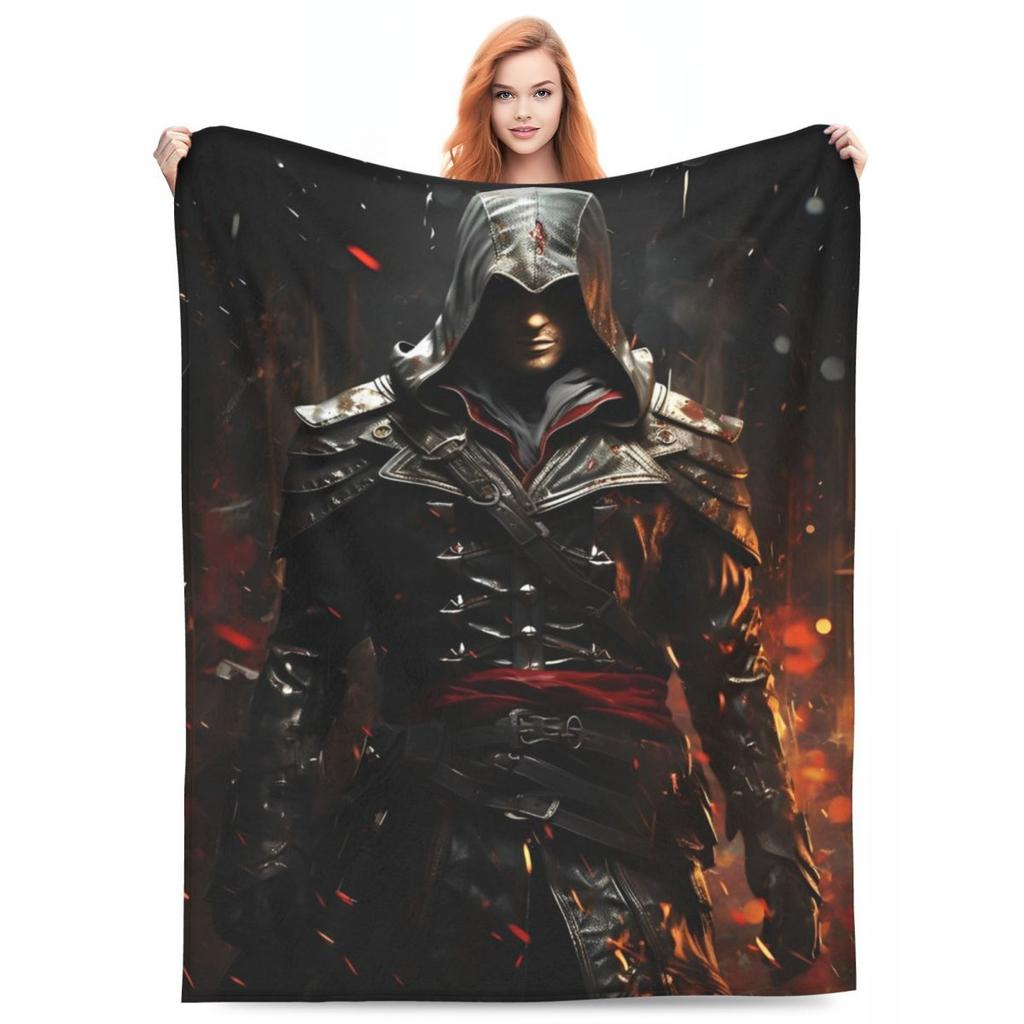 A-Assassins Creed Knitted Blanket Velvet Action Adventure Soft Throw Blanket for Bedroom Sofa Bedspread