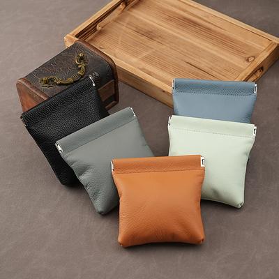 New Change Bag Alloy Shrapnel Automatic Opening and Closing Leather Mouth Red Envelope Car Key Earphone Jewelry Storage Small Wallet