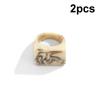 2Pcs Resin Trendy Ring Women Rings Simplicity Temperament Geometric Square Ring   Colored Acrylic Ring