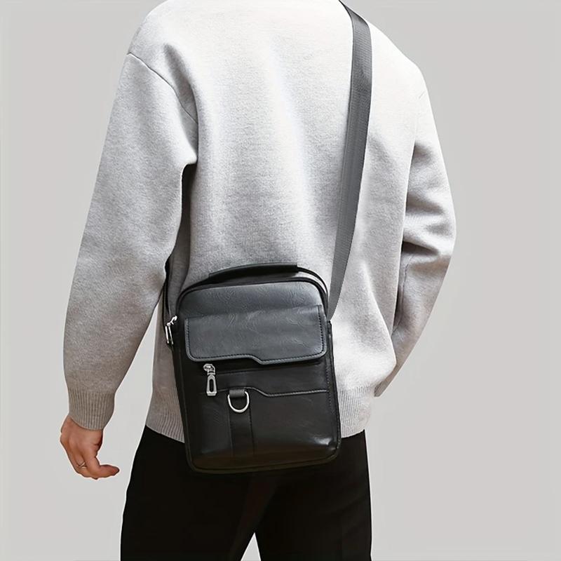 Neutral Style Shoulder Bag for Men and Women, Suitable for Business Travel and Work Pu Solid Color Crossbody Bag.