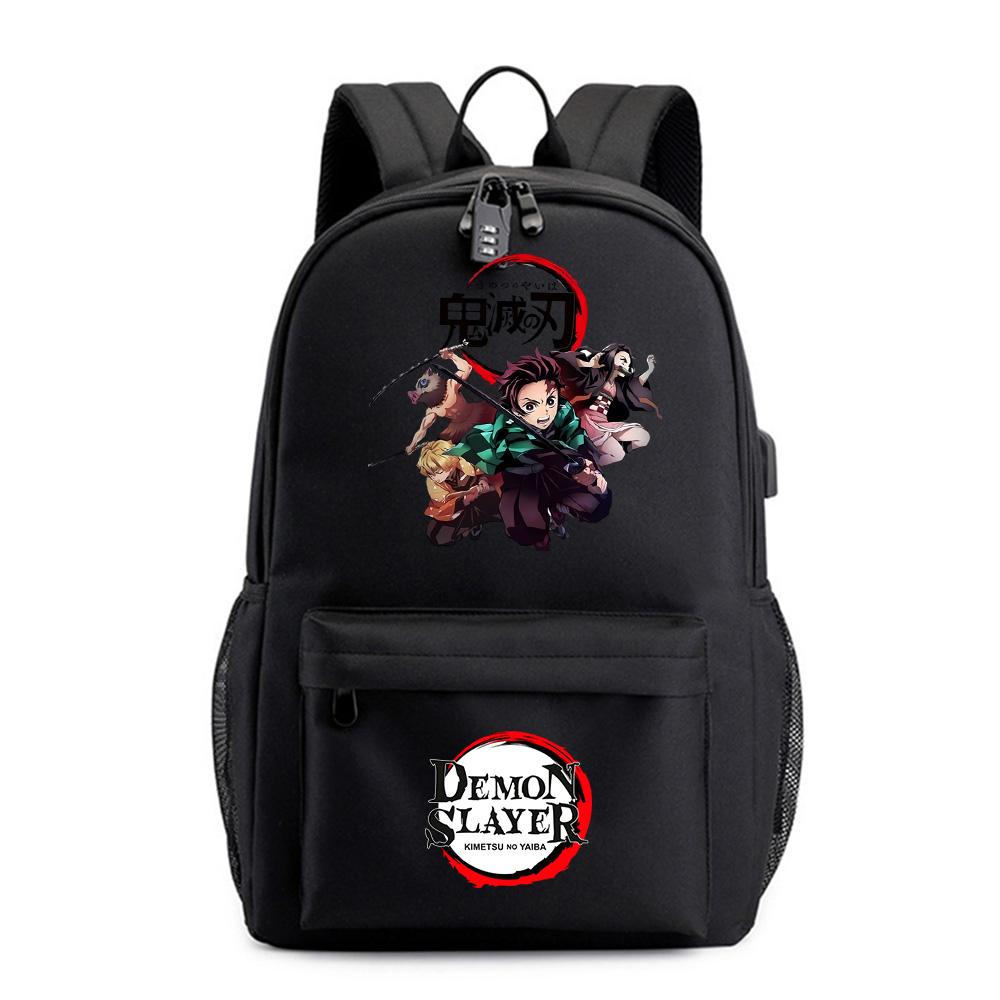 Anime Demon Slayer Printed Backpack for Teenager Student Bookbag Schoolbag Women Large Capacity Waterproof Travel Bag