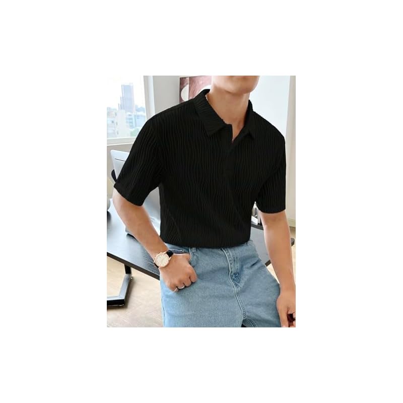 Leriya Fashion Cotton TShirt For Men Soft Breathable Fabric Regular Fit Half Sleeve Collar Tee For Summer Casual Wea