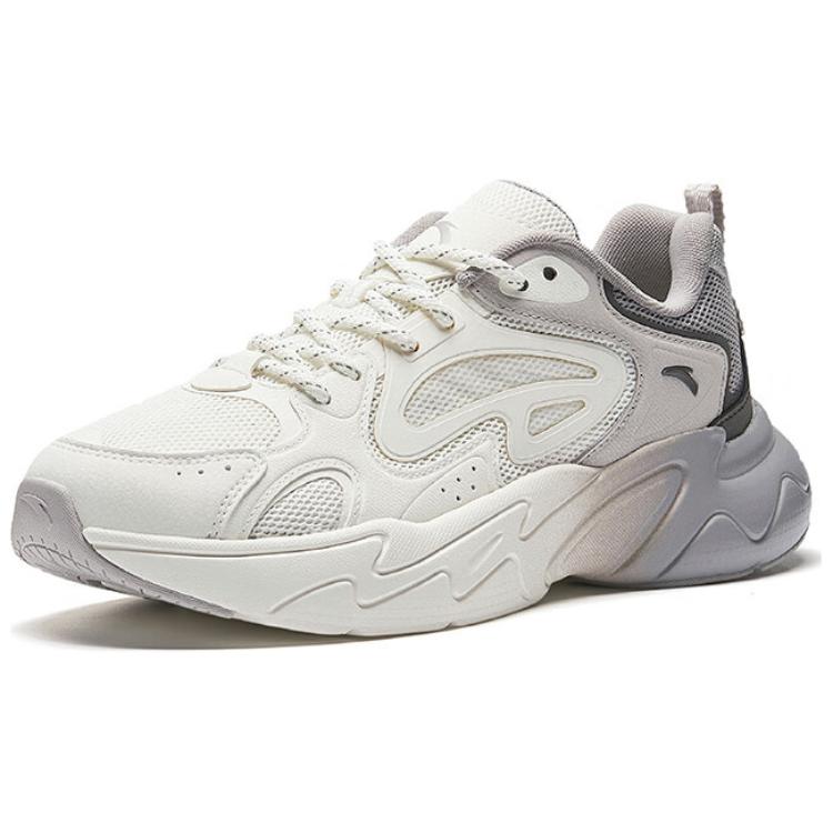 Anta Pulse Comfortable Versatile Shock Absorbing Wear Resistant Low Top Casual Shoes Women Casual Shoes White Gray 122528856-3
