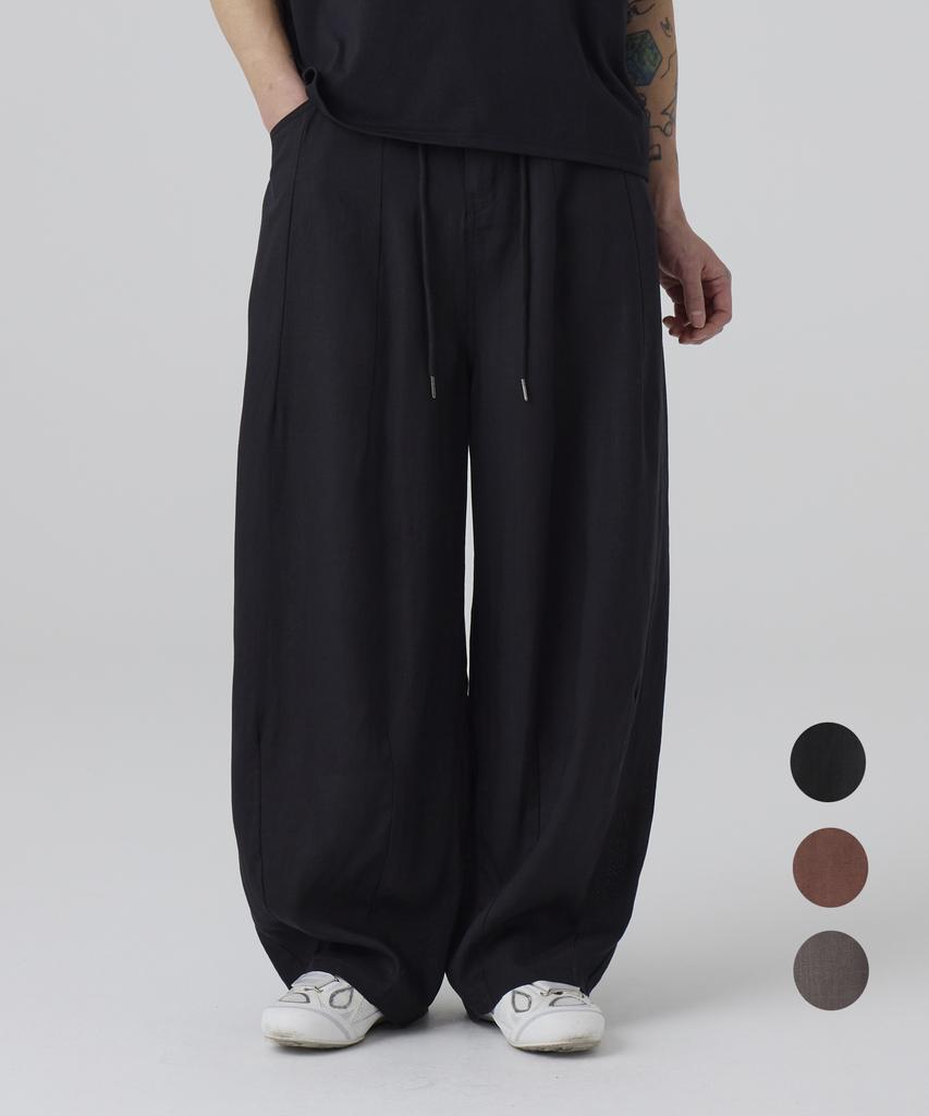 AOTT String Wide Linen Elastic Waist Balloon Pants 3 Colors
