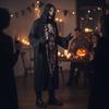 Tattered Skeleton Robe Costume Full-Length Skeletal Print Halloween