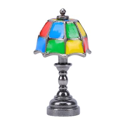 Dollhouse Desk Lamp Zinc Alloy Miniature Table Accent Lamp for Micro Scene Decoration Black