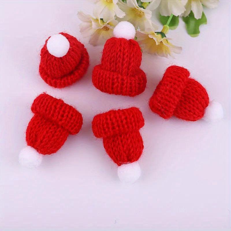 20pcs Mini Knitting Hats Christmas Mini Knitting Doll Hats Mini Wool Hat for Christmas Ornaments DIY Sewing Crafts Materials