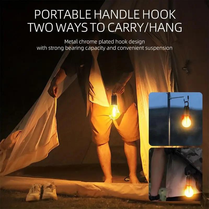 Rechargeable LED Camping Light Type-C 150LM Waterproof Tent Lantern with Hook 3 Light Mode for Hiking Fishing Emergency Outdoor