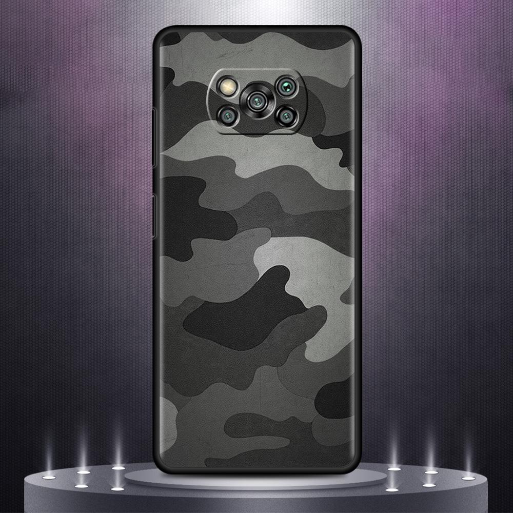 Etui na telefon dla Xiaomi Mi Poco X3 NFC 10T Pro 11T 11 Lite Note 10 M3 9T F3 CC9 Miękki pokrowiec A2 F1 Obudowa Armia Wojskowy Kamuflaż
