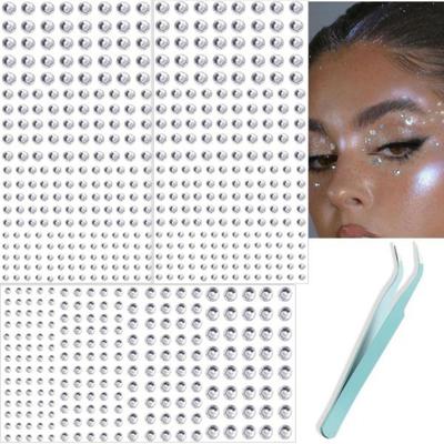 660 Stück Gesichtssteine Haar Selbstklebende Steine Augen Strasssteine 3456mm DIY Kleben Körper Gesicht Make-up Basteln, Klar