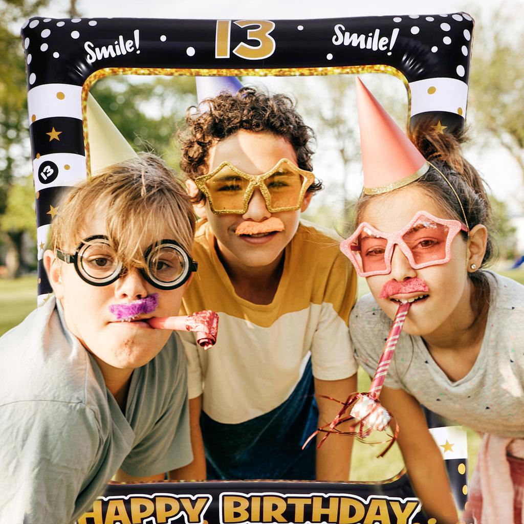 1Pcs Inflatable Birthday Photo Frame PVC Party Photo Prop Lightweight Eco Friendly Festive Costume Accessory for Birthday