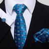 Men's 8cm Solid & Polka Dot Plaid Tie Set with Cufflinks & Pocket Square