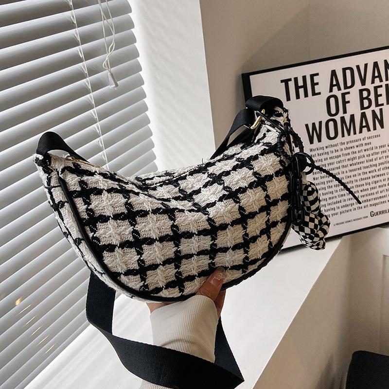 Karomuster Damen Schultertasche Damen 2025 Herbst neu vielseitige Freizeittasche Knödel Umhängetasche