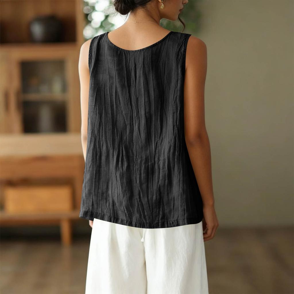 Dámské Vintage Volné Tílko ze Směsi Bavlny a Lnu