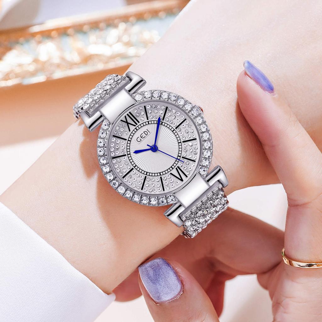 Full Diamond Alloy Steel Belt Watch Light Luxury Gypsy Quartz Watch Niche High-End Women'S Watch