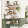 Country-Style Solid Wood Corner Floating Wall Shelf & Organizer