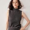 Lekasha Women's Slim-Fit Sleeveless Cashmere Vest - Solid Color, Half-High Collar